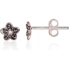 Sudraba auskari-puseti #2203327(POx-Bk), Sudrabs	925°, oksids (pārklājums), 0.6 gr. Puseti