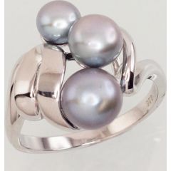 Серебряное кольцо #2101454(PRH-GR)_PE-GR, Серебро	925°, родий (покрытие),  Жемчуг , Размер: 17, 4.2 гр.