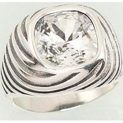 Серебряное кольцо #2101209(POX-BK)_SV, Серебро	925°, оксид (покрытие), Кристаллы swarovski , Размер: 18, 8.3 гр.