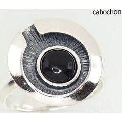 Серебряное кольцо #2100932(POX-BK)_ON-2, Серебро	925°, оксид (покрытие),  Оникс , Размер: 17, 5.5 гр.