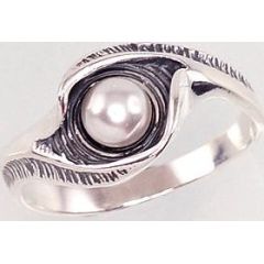 Серебряное кольцо #2100931(POX-BK)_PE, Серебро	925°, оксид (покрытие), Жемчуг , Размер: 17, 2.8 гр.