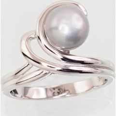 Sudraba gredzens #2101457(PRH-GR)_PE-GR, Sudrabs	925°, rodijs (pārklājums),  pērles , Izmērs: 17.5, 3.5 gr.