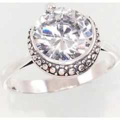 Серебряное кольцо #2101409(POX-BK)_CZ, Серебро	925°, оксид (покрытие), Цирконы , Размер: 17, 3.1 гр.