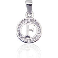 Sudraba kulons #2300327(PRh-Gr)_CZ, Sudrabs	925°, rodijs (pārklājums), Mikro-Cirkoni , 1 gr. Burti