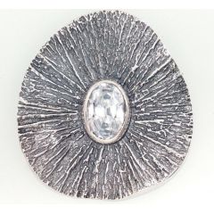 Серебряная брошь #2920160(POx-Bk)_CZ, Серебро	925°, оксид (покрытие), Цирконы , 18.6 гр.