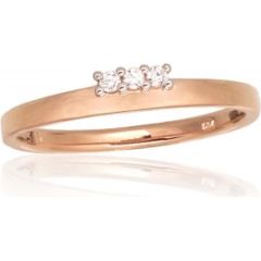Золотое кольцо #1100947(Au-R+PRh-W)_DI, Красное Золото	585°, родий (покрытие) , Бриллианты (0,04Ct), Размер: 16.5, 1.56 гр.