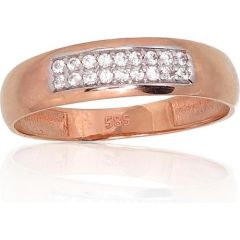 Золотое кольцо #1100880(Au-R+PRh-W)_CZ, Красное Золото	585°, родий (покрытие) , Цирконы , Размер: 15.5, 1.52 гр.