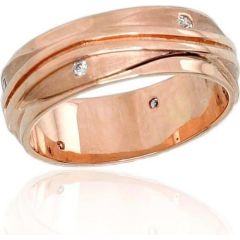 Золотое обручальное кольцо #1100544(AU-R)_CZ (Толщина кольца 6mm), Красное золото	585°, Цирконы , Размер: 16, 4.7 гр.
