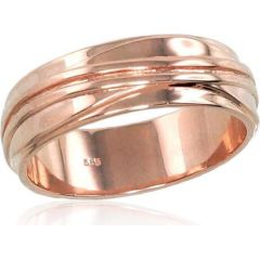 Laulību zelta gredzens #1100553(AU-R) (Gredzena biezums 6mm), Sarkanais zelts	585°, Izmērs: 22, 6.81 gr.