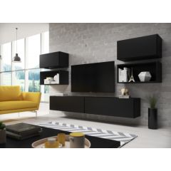 Cama Meble Cama living room furniture set ROCO 3 (2xRO3+2xRO4+2xRO1) black/black/black