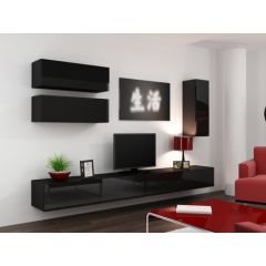 Cama Meble Cama Living room cabinet set VIGO 13 black/black gloss