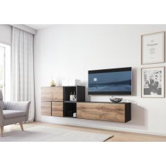 Cama Meble Cama living room furniture set ROCO 9 (RO1+RO3+2xRO6+2xRO5) antracite/wotan oak