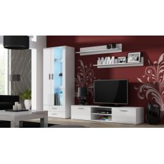 Cama Meble SOHO 8 set (RTV180 cabinet + S6 + shelves) White / White glossy