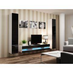 Cama Meble Cama Living room cabinet set VIGO NEW 4 white/black gloss