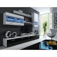 Cama Meble Cama storage cabinets set LOGO II 250/42/190 white/white+black gloss