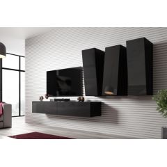 Cama Meble Cama Living room cabinet set VIGO SLANT 1 black/black gloss