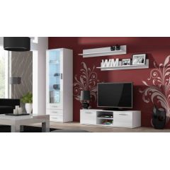 Cama Meble SOHO 7 set (RTV140 cabinet + S1 cabinet + shelves) White / White glossy
