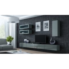 Cama Meble Cama Living room cabinet set VIGO 11 grey/grey gloss