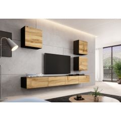 Cama Meble Cama living room cabinet set VIGO 22 black/wotan oak