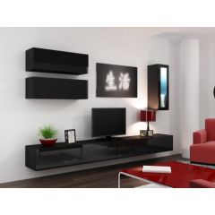 Cama Meble Cama Living room cabinet set VIGO 12 black/black gloss