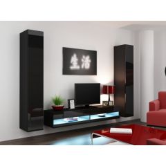 Cama Meble Cama Living room cabinet set VIGO NEW 4 black/black gloss