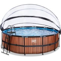 EXIT Koka baseins ø450x122cm ar smilšu filtra sūkni, kupolu un siltumsūkni - brūns