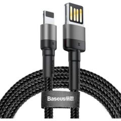 Lightning USB cable (reversible) Baseus Cafule 2.4A 1m (gray-black) Data USB kabeļi