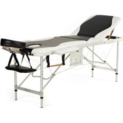 Bodyfit Łóżko do masażu 3 segmentowe aluminiowe czarno-białe (1038)