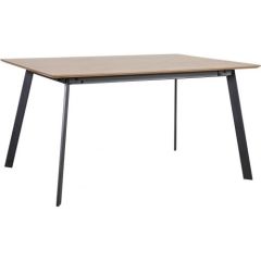 Ēdamistabas galds HELENA 160x90xH75cm, galda virsma: ozola finieris MDF, apdare: lakots, kājas: melns metāls
