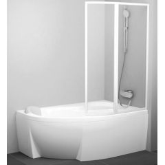 Ravak &amp;vannas siena VSK2 vannai Rosa, 1400 mm, h=1500, kreisā puse, balts/caurspīdīgs stikls