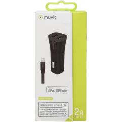 muvit MUPAK0285 Car Charger 2 USB 2A+ Cable Lightning (1m)