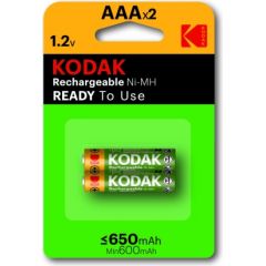 Kodak rechargeable Ni-MH AAA battery 650 mAh (2 pack) Baterijas un akumulatori