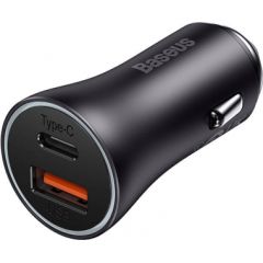 Baseus Golden Contactor Max car charger, USB + USB-C, 60W (gray)