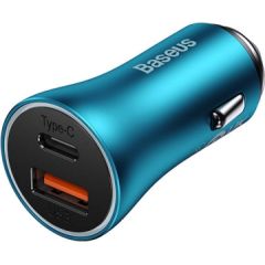Baseus Golden Contactor Max car charger, USB + USB-C, 60W (blue)
