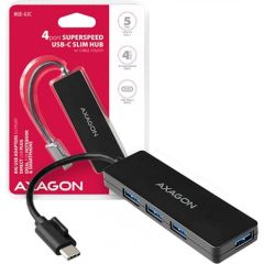 AXAGON HUE-G1C 4x USB3.1 Gen1 SLIM hub w. 14cm Type-C cable