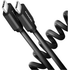 Axagon Data and charging USB 2.0 cable lengh 0.6 m. PD 60W, 3A. Black twisted.