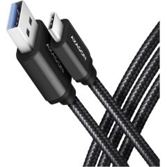 Axagon Data and charging USB 3.2 Gen 1 cable lengh 1 m. 3A. Black braided.