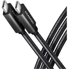 Axagon Data and charging USB 3.2 Gen 2 cable lengh 2 m. PD 100W, 5A, 4K HD video. Black braided.