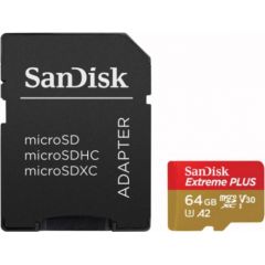 Sandisk карта памяти microSDXC 64GB Extreme Plus + адаптер