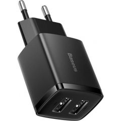 Baseus Compact Quick Charger, 2x USB, 10.5W (black)