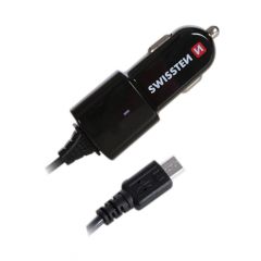 Swissten Premium Auto Lādētājs 12 / 24V / 1A ar Micro USB vadu Melns