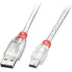 CABLE USB2 A TO MINI-B 0.5M/TRANSPARENT 41781 LINDY