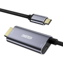 Choetech unidirectional adapter USB type C (male) to HDMI 4K 60Hz (male) + power supply Power Delivery 60W 1,8m gray (XCH-M180-GY)