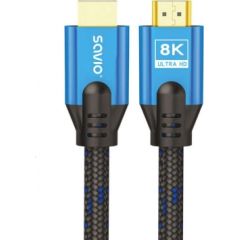 HDMI (M) v2.1 cable, 5m, 8K, copper, blue-black, golden tips, SAVIO CL-169