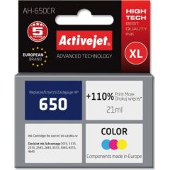 Activejet AH-650CR ink for HP printer; HP 650 CZ102AE replacement; Premium; 21 ml; color