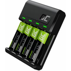 Green Cell GC VitalCharger AA and AAA charger + 4x AA 2000mAh NiMH Batteries Bateriju lādētāji