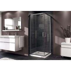 Huppe dušas stūris X1, 2 sekciju bīdāmas durvis, 900x900 mm, h=1900, spīdīgs sudrabs/caurspīdīgs stikls AP ##