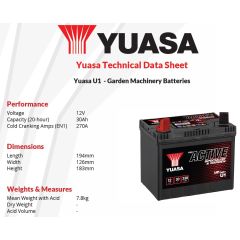 Akumulators Yuasa Garden U1 ACTIVE 30Ah 330A 194x126x183 +
