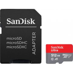 SanDisk Ultra microSDXC 512GB + SD Adapter 150MB/s  A1 Class 10 UHS-I; EAN:619659200572