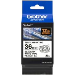 BROTHER TZESL261 36 MM BLACK ON WHITE SELF LAMINATE Tintes printeru izejmateriāli